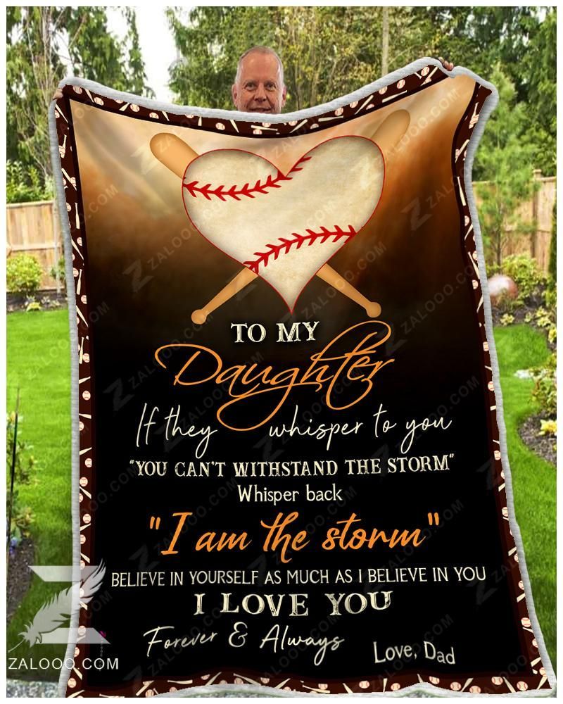 To My Softball Daughter Dad Sherpa Fleece Blanket
