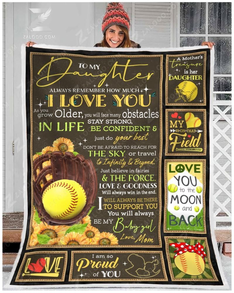 To My Softball Daughter Mom Sherpa Fleece Blanket