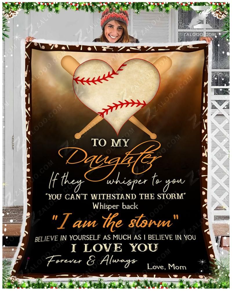 To My Softball Daughter Mom Sherpa Fleece Blanket