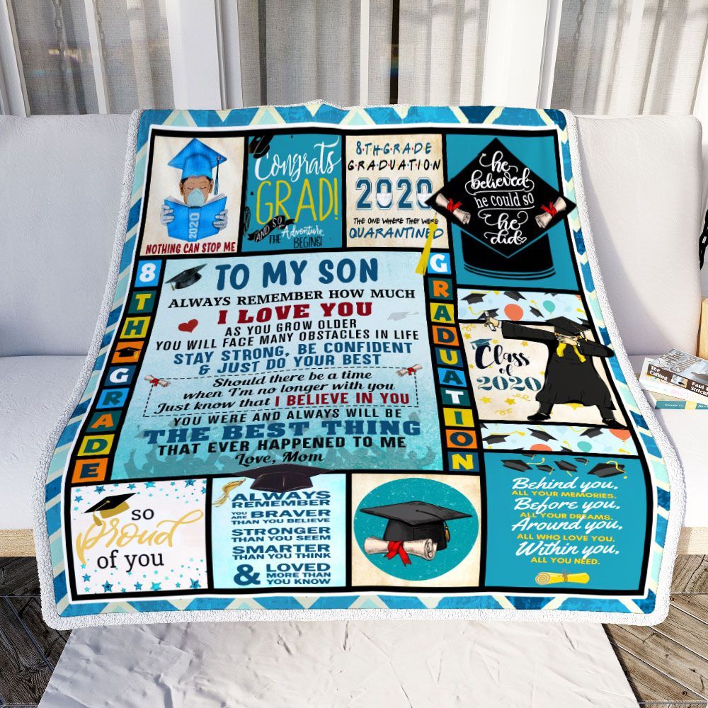To My Son 8th Grade Graduation Sherpa Fleece Blanket