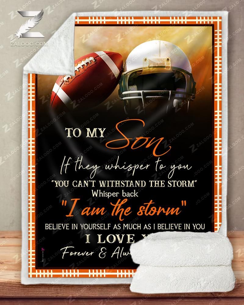 To My Son American Football Sherpa Fleece Blanket
