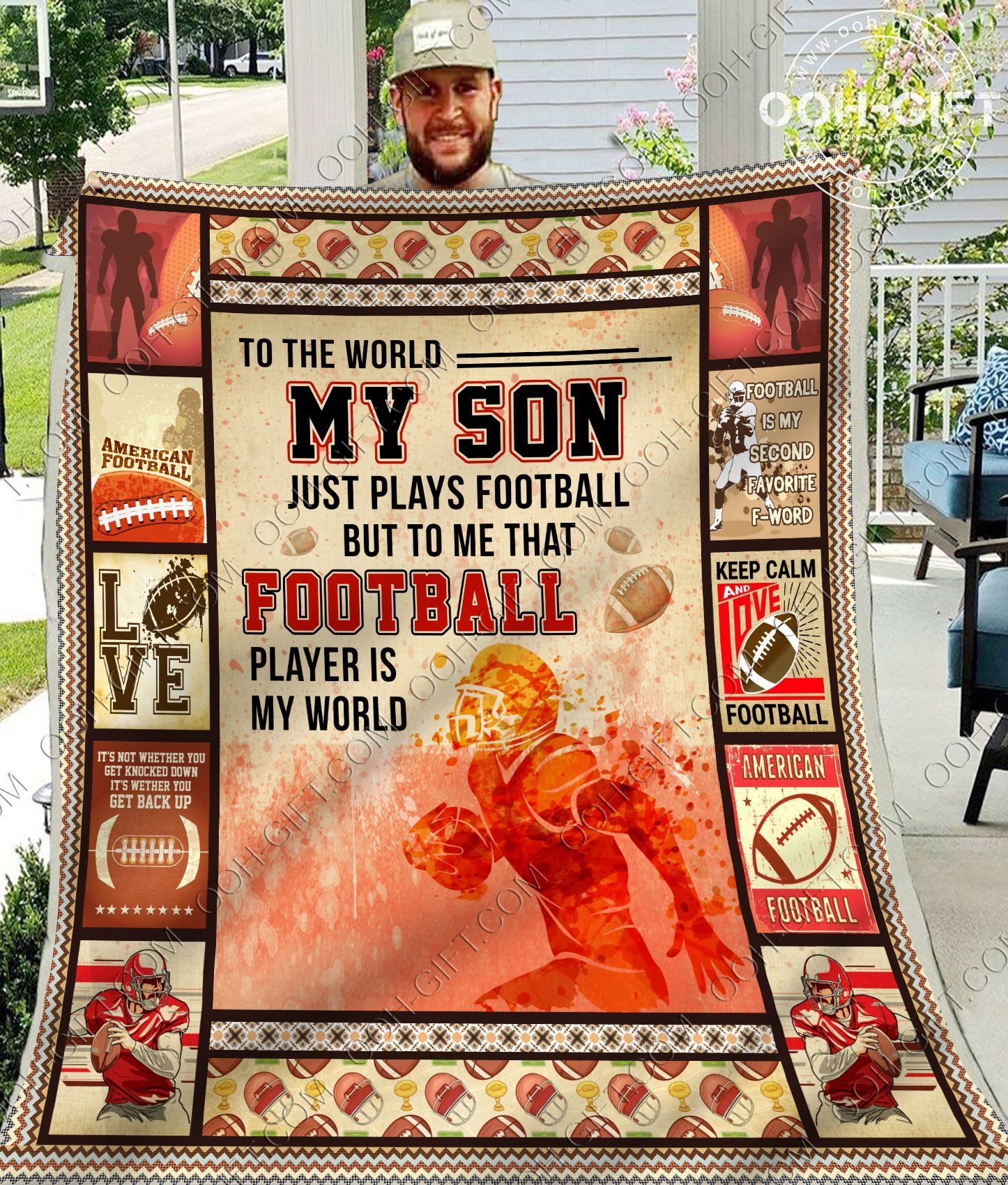 To My Son American Football Sherpa Fleece Blanket