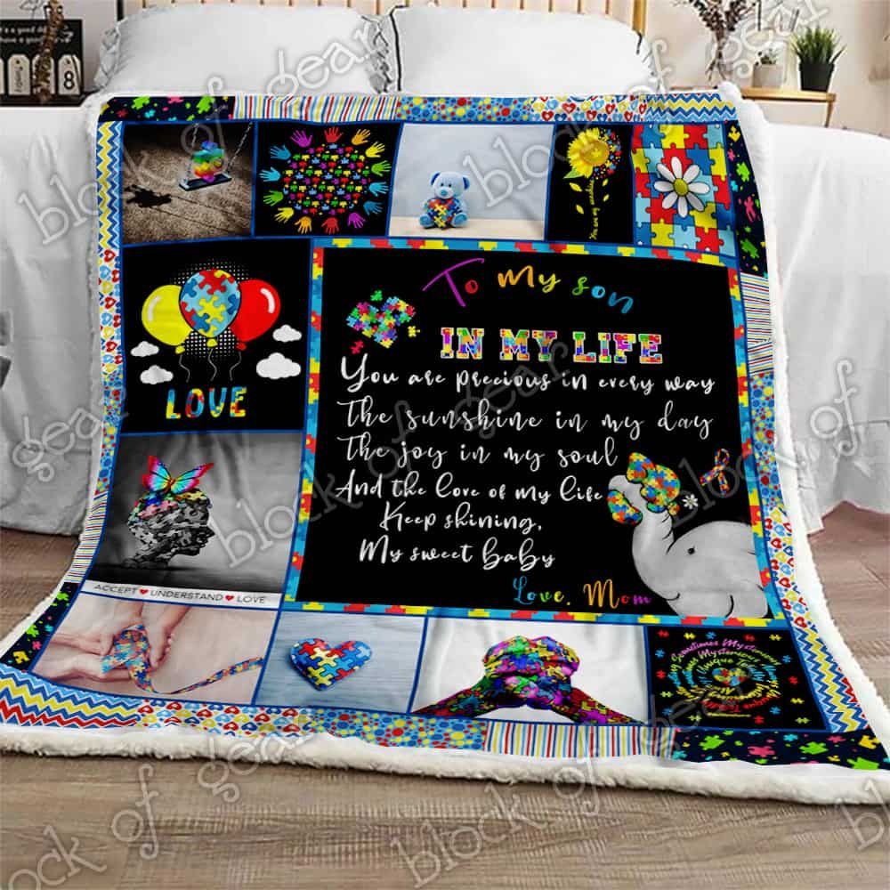 To My Son Autism Awareness Fleece Blanket