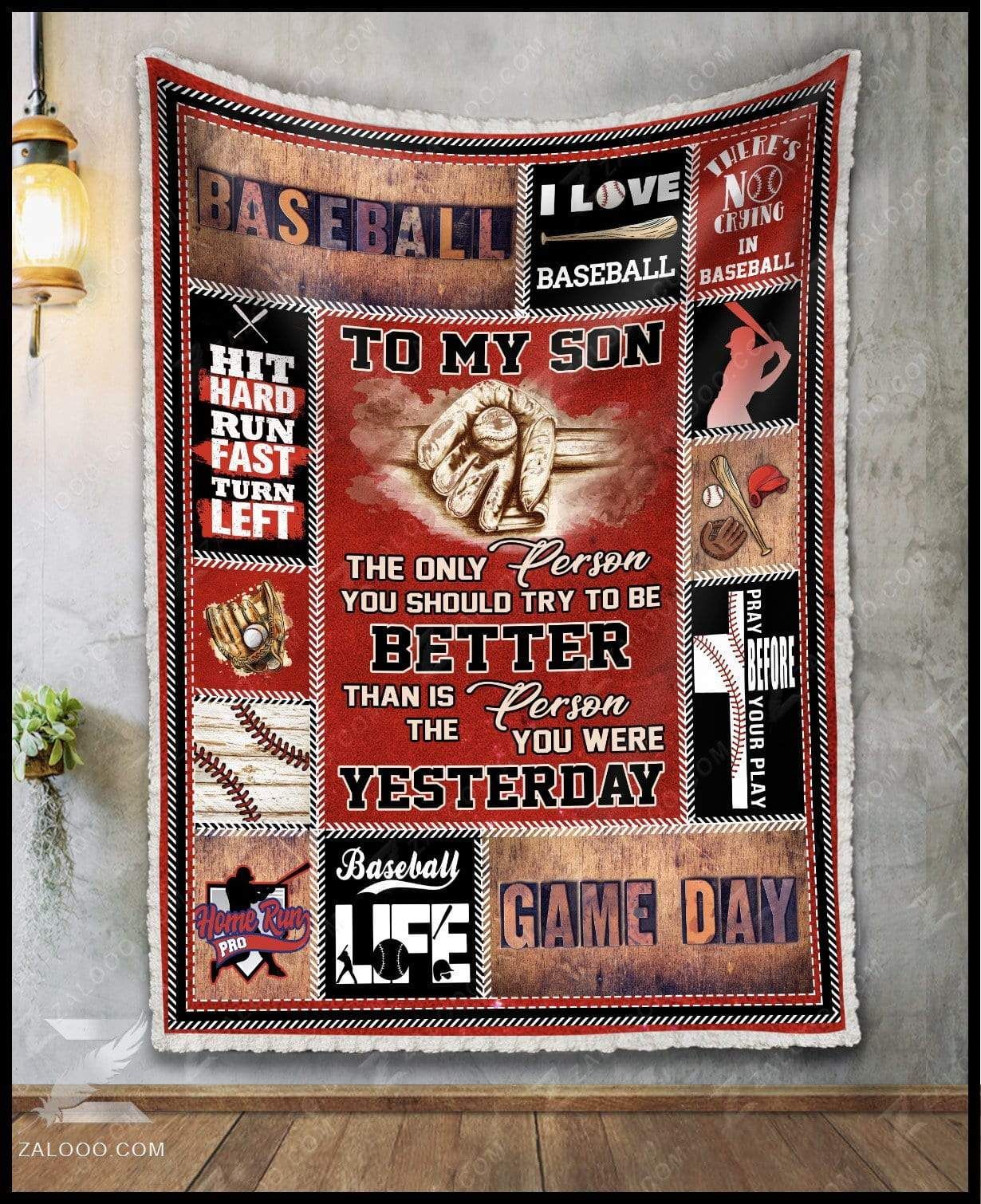 To My Son Baseball Sherpa Fleece Blanket