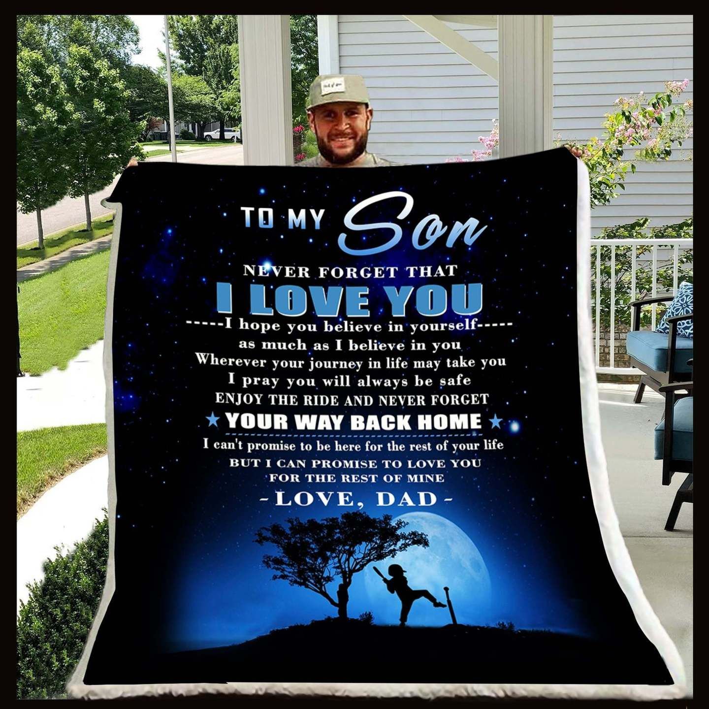 To My Son Baseball Sherpa Fleece Blanket