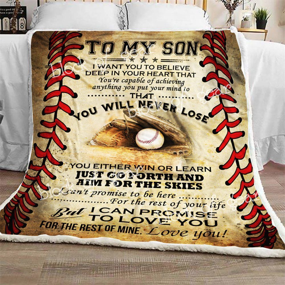 To My Son Baseball Sherpa Fleece Blanket