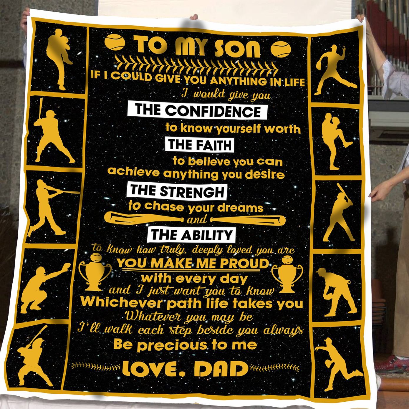 To My Son Baseball Sherpa Fleece Blanket