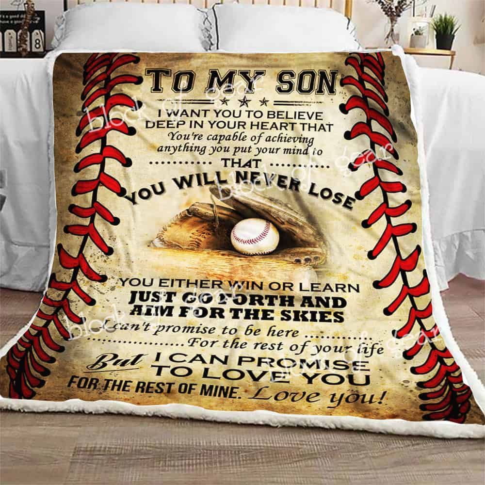To My Son Baseball Fleece Blanket