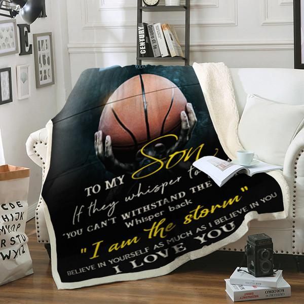 To My Son Basketball Sherpa Fleece Blanket