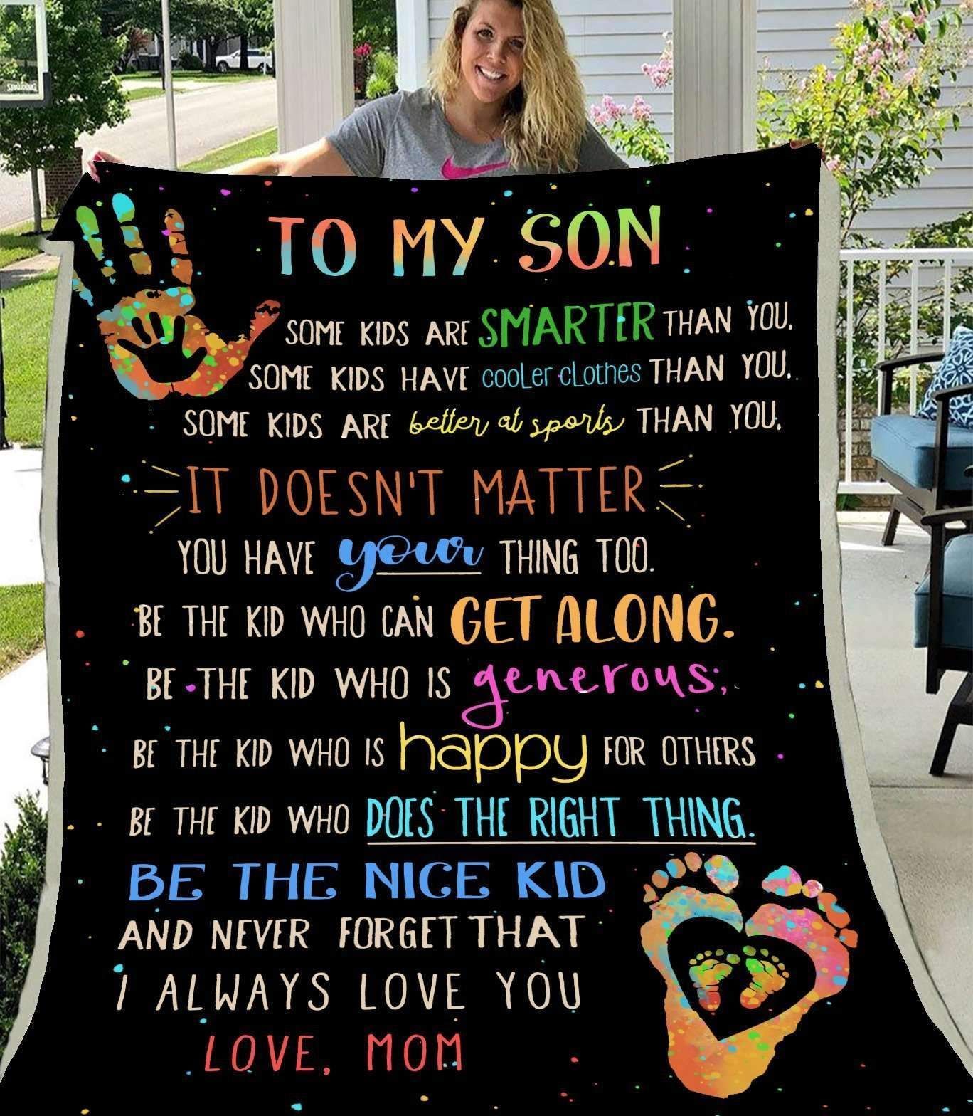 To My Son Be A Nice Kid Love Mom Sherpa Fleece Blanket