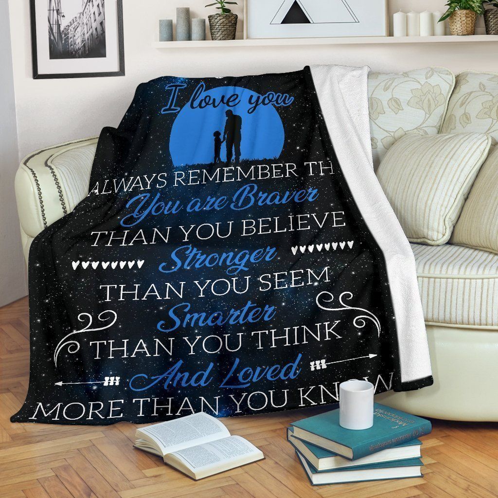 To My Son Braver Stronger Smarter From Dad Fleece Blanket