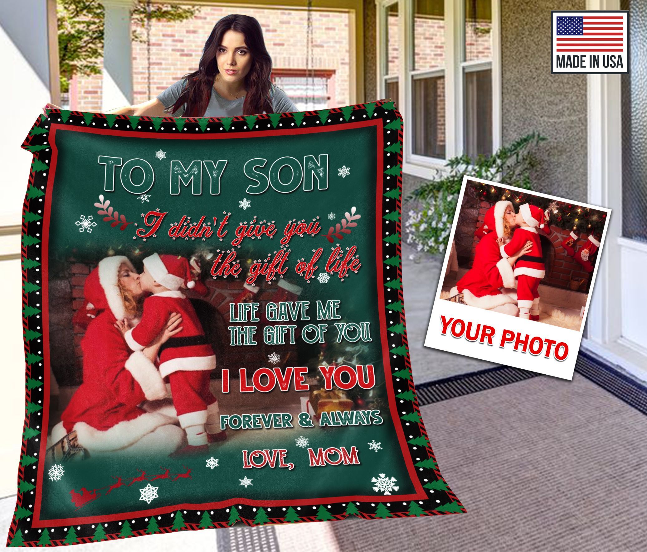 To My Son Christmas Personalized Fleece Blanket