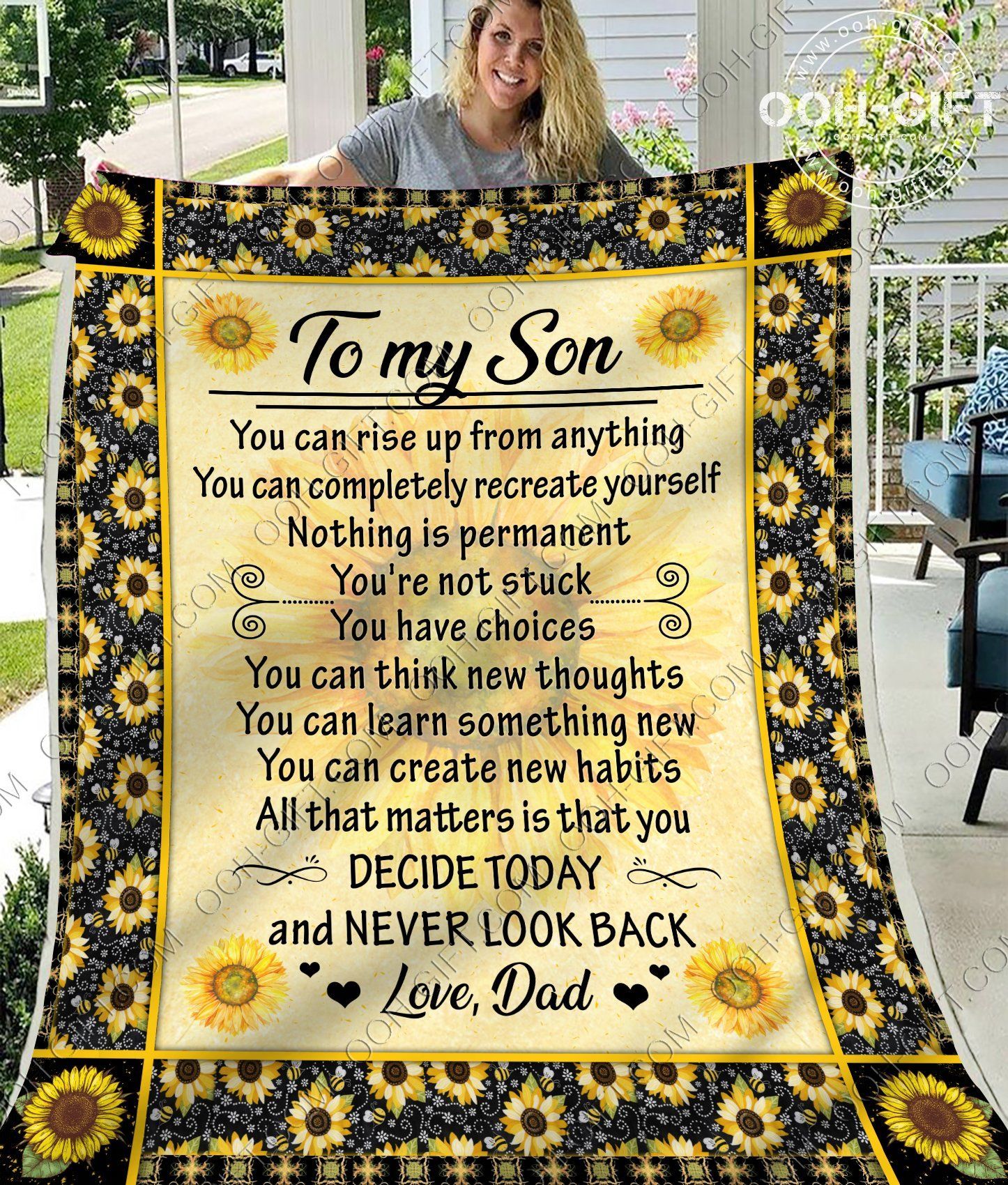 To My Son Dad Sherpa Fleece Blanket