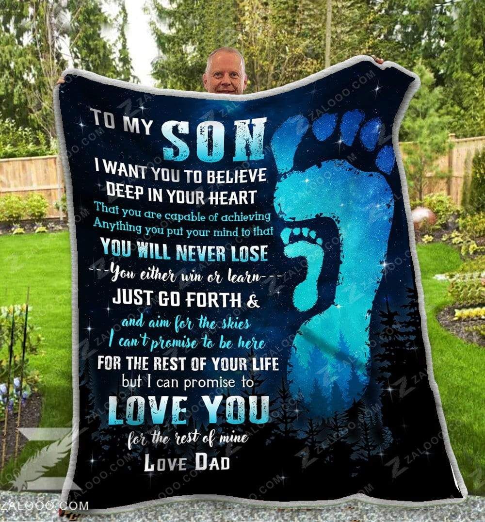 To My Son Dad Sherpa Fleece Blanket