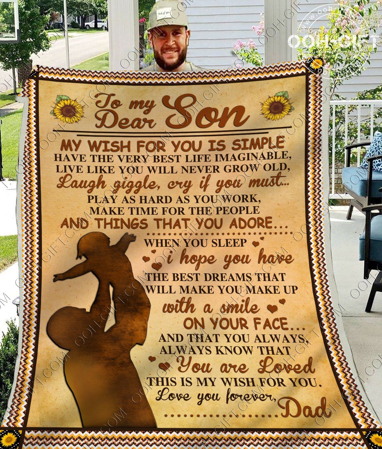 To My Son Dad Sherpa Fleece Blanket