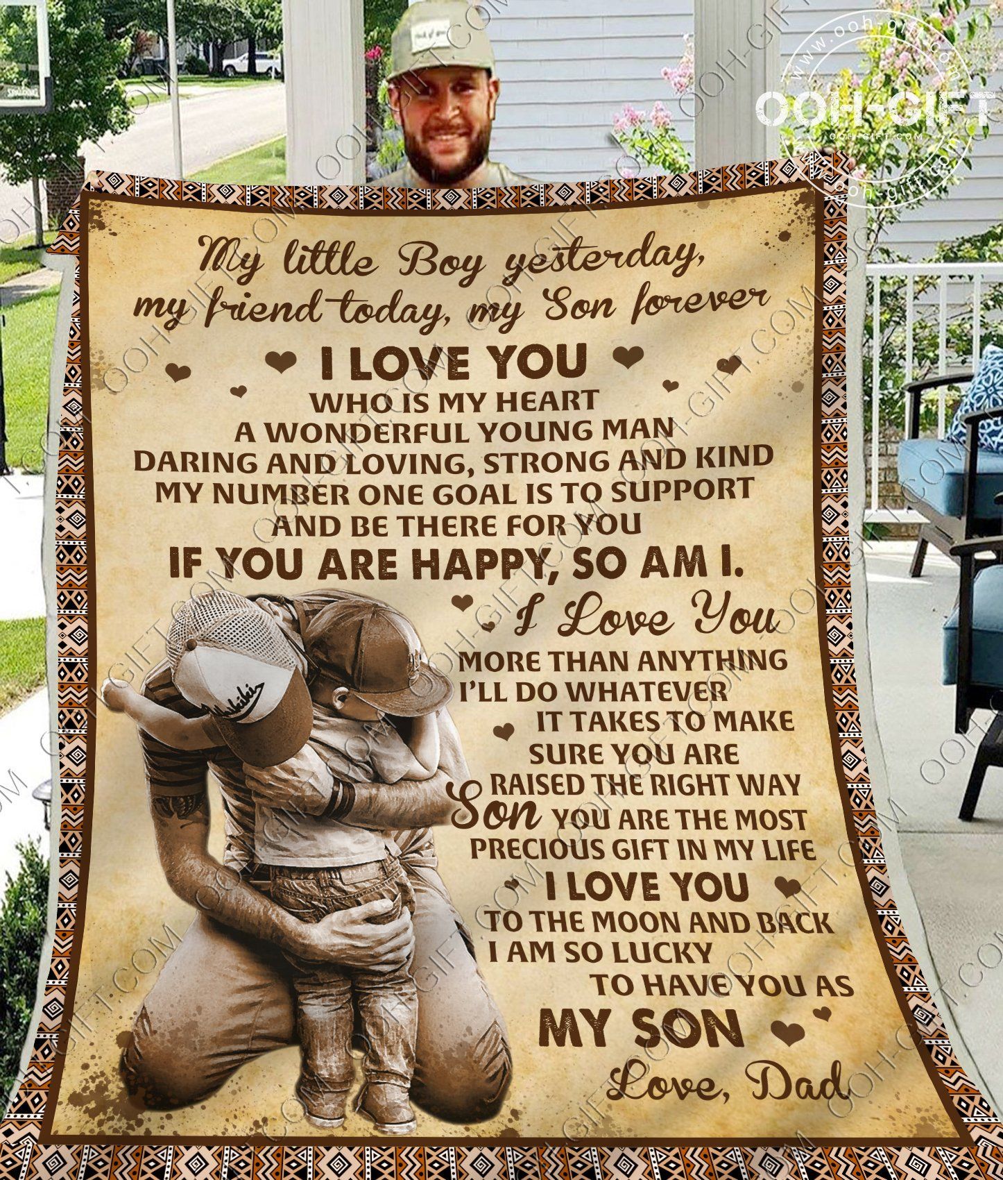 To My Son Dad Sherpa Fleece Blanket