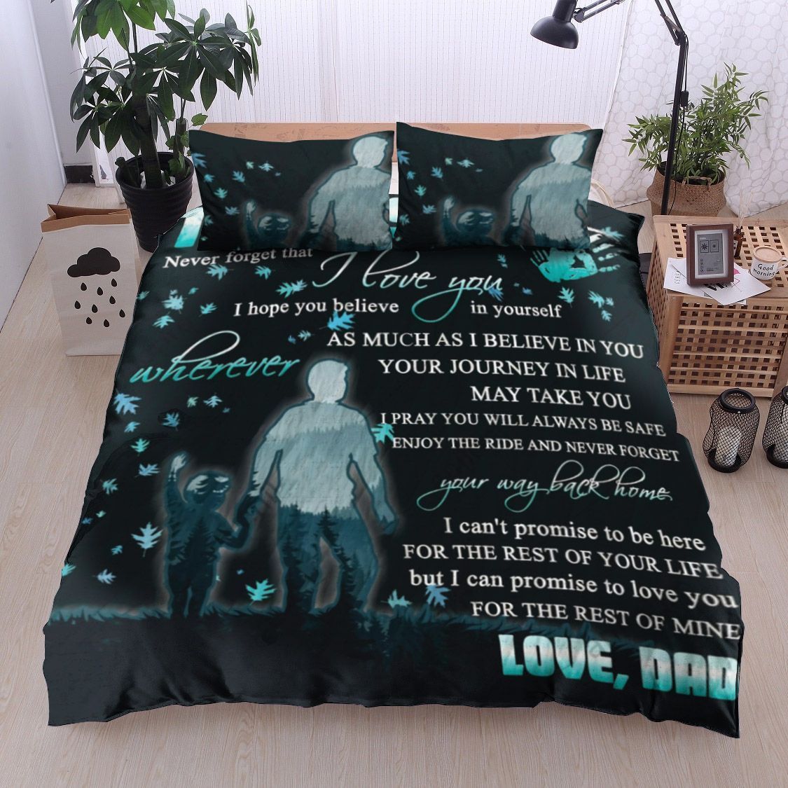 To My Son Dad Lion Bedding Set