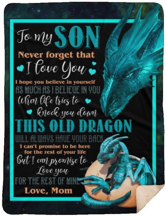 To My Son Dragon Sherpa Fleece Blanket