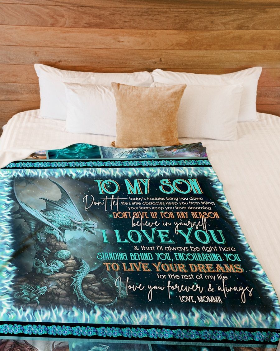 To My Son Dragon Sherpa Fleece Blanket