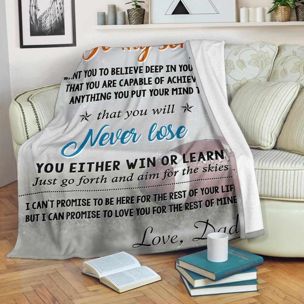 To My Son Football Sherpa Fleece Blanket