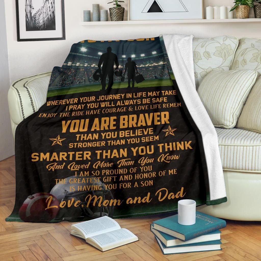 To My Son Football Sherpa Fleece Blanket