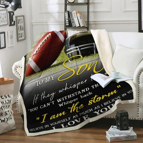 To My Son Football Sherpa Fleece Blanket