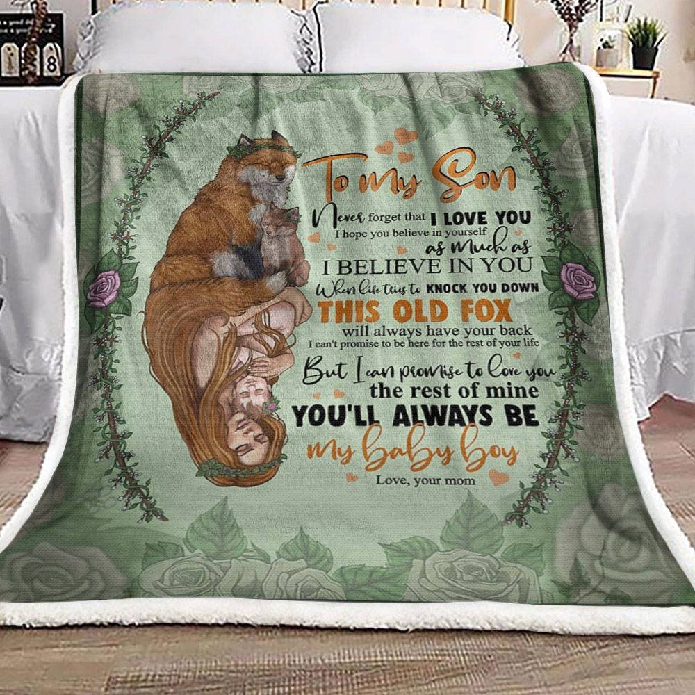 To My Son Fox Sherpa Fleece Blanket
