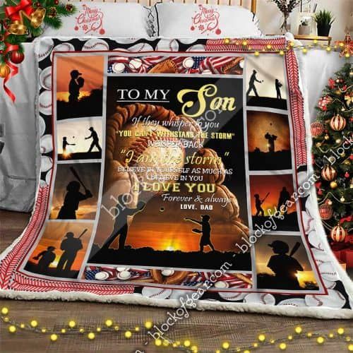 To My Son From Dad Baseball Sherpa Fleece Blanket
