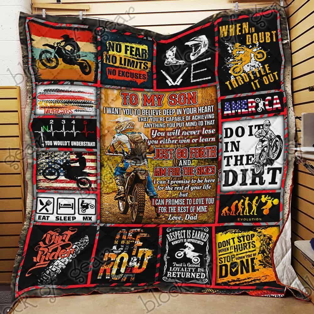To My Son From Dad Motocross Quilt Blanket ABC24104875