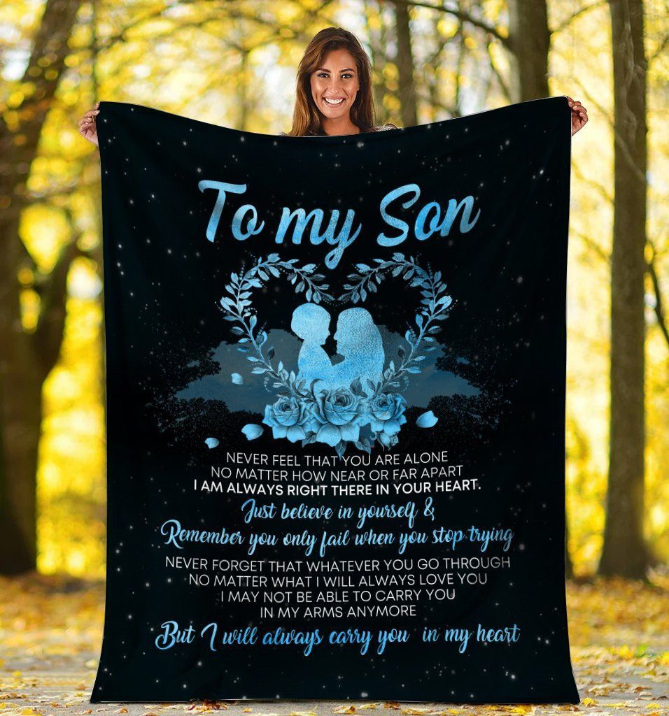To My Son Heart Wreath Flower Sherpa Fleece Blanket