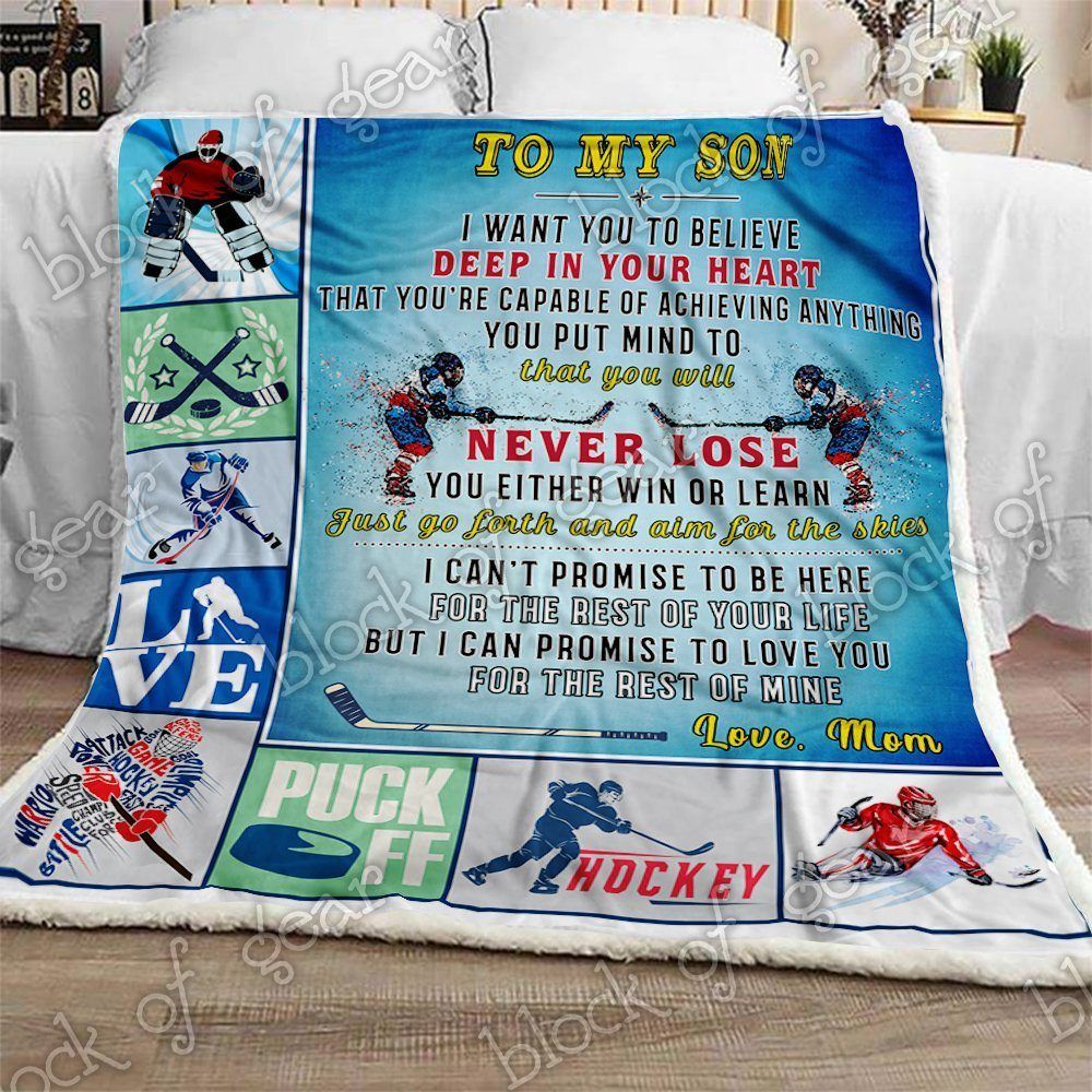 To My Son Hockey Sherpa Fleece Blanket