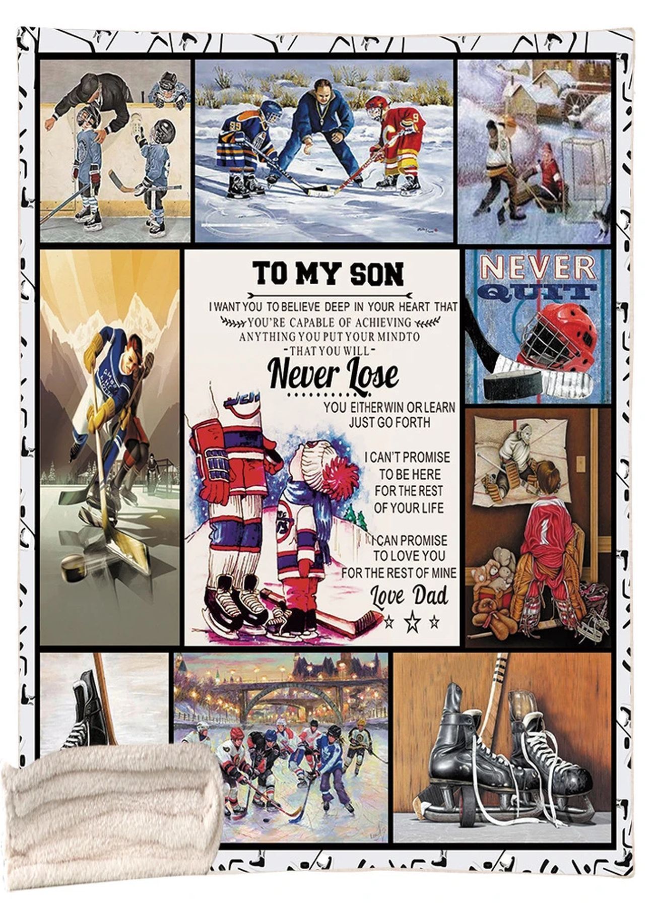 To My Son Hockey Sherpa Fleece Blanket