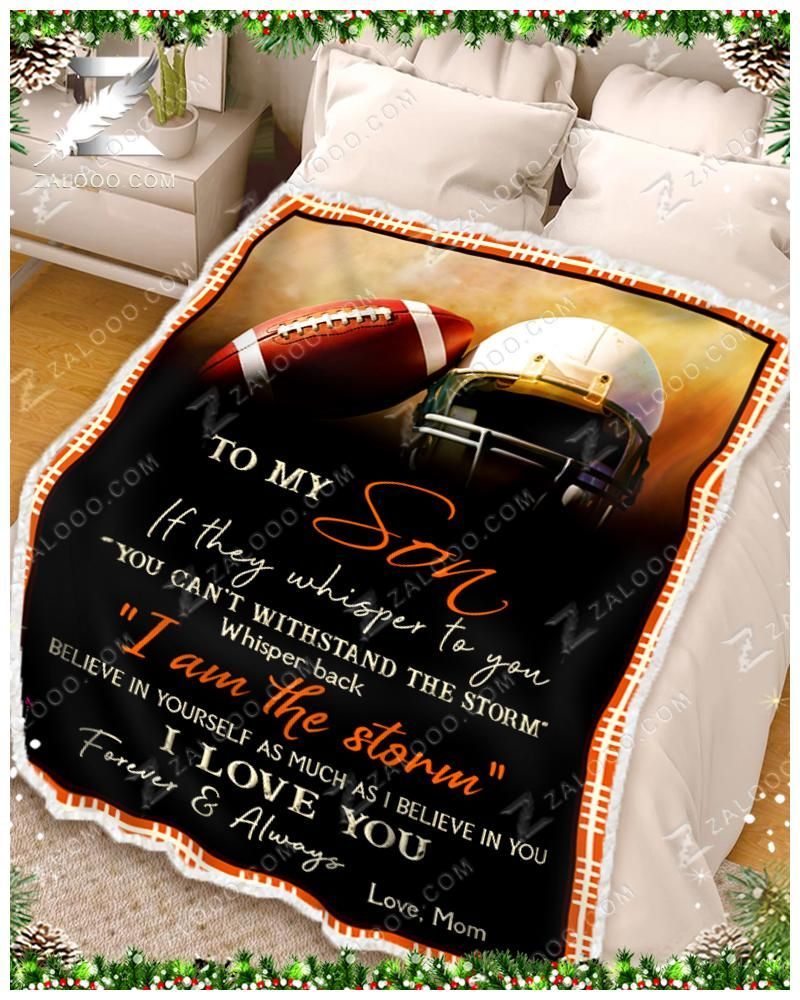 To My Son I Love You Forever And Always Football Sherpa Fleece Blanket