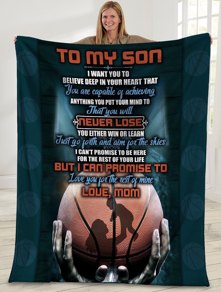 To My Son I Want You To Believe Mom And Son Basketball Fleece Blanket