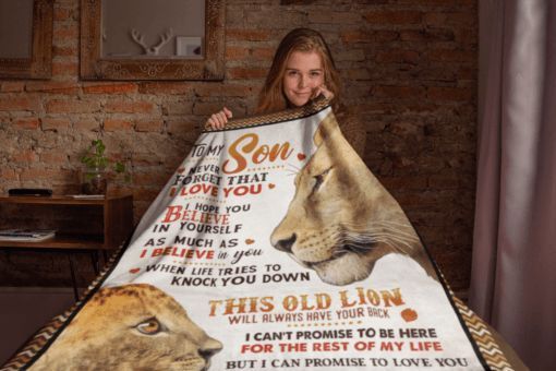 To My Son Lion Sherpa Fleece Blanket