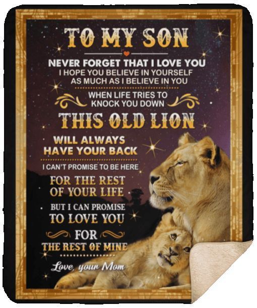 To My Son Lion Sherpa Fleece Blanket