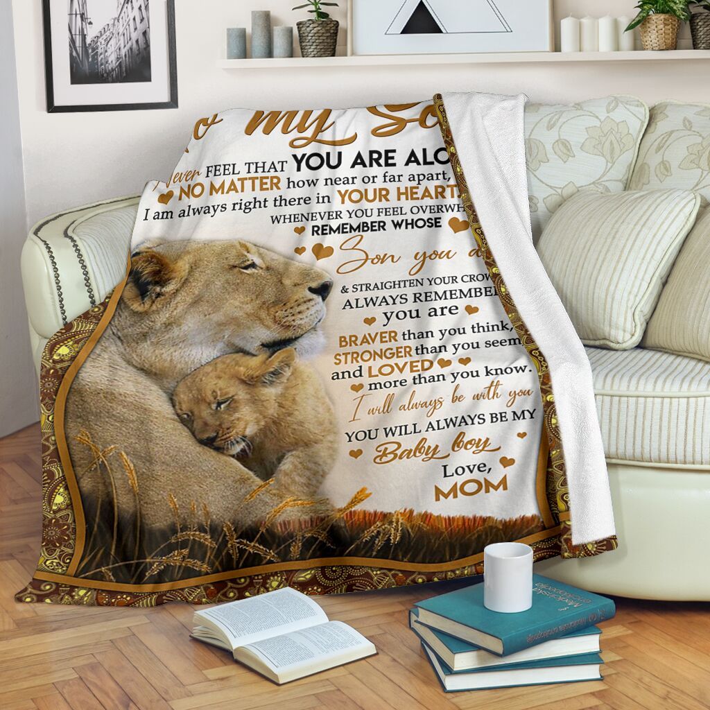 To My Son Lion Fleece Blanket