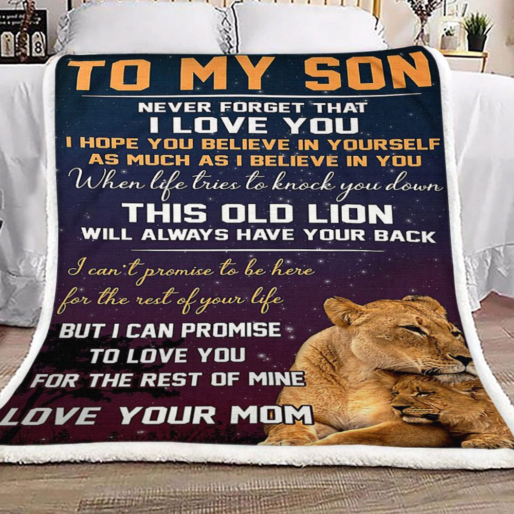 To My Son Lion Sherpa Fleece Blanket