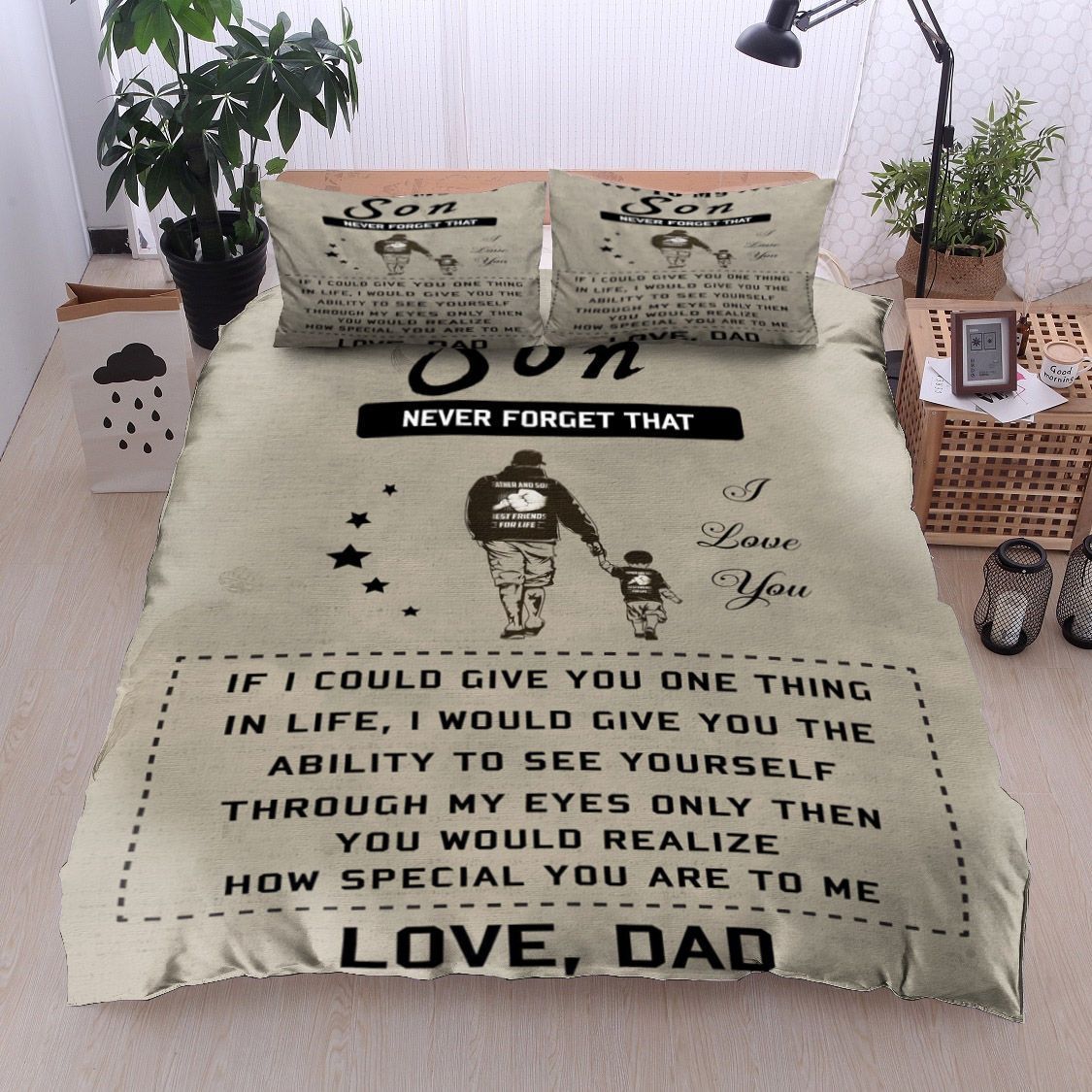 To My Son Love Dad Bedding Set