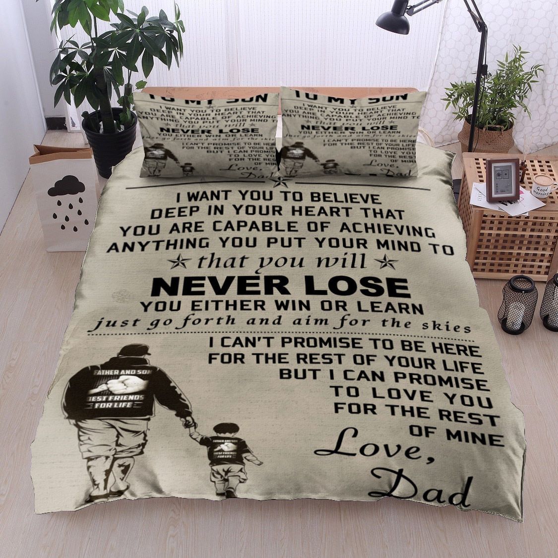 To My Son Love Dad Bedding Set