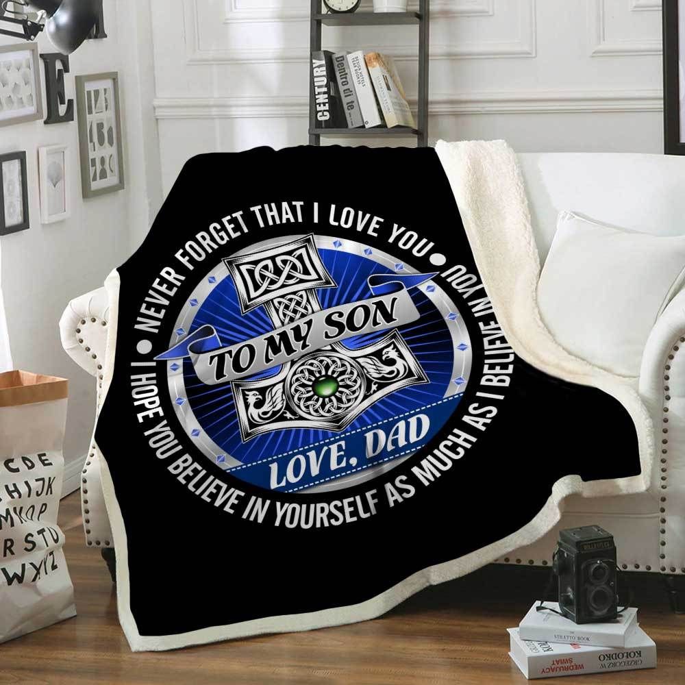 To My Son Love, Dad Viking Sherpa Fleece Blanket