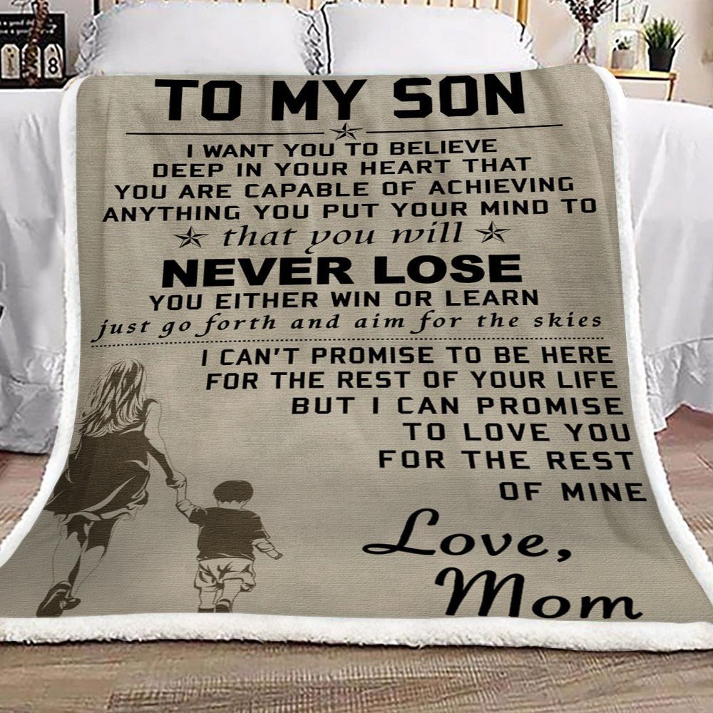 To My Son Love Mom Sherpa Fleece Blanket