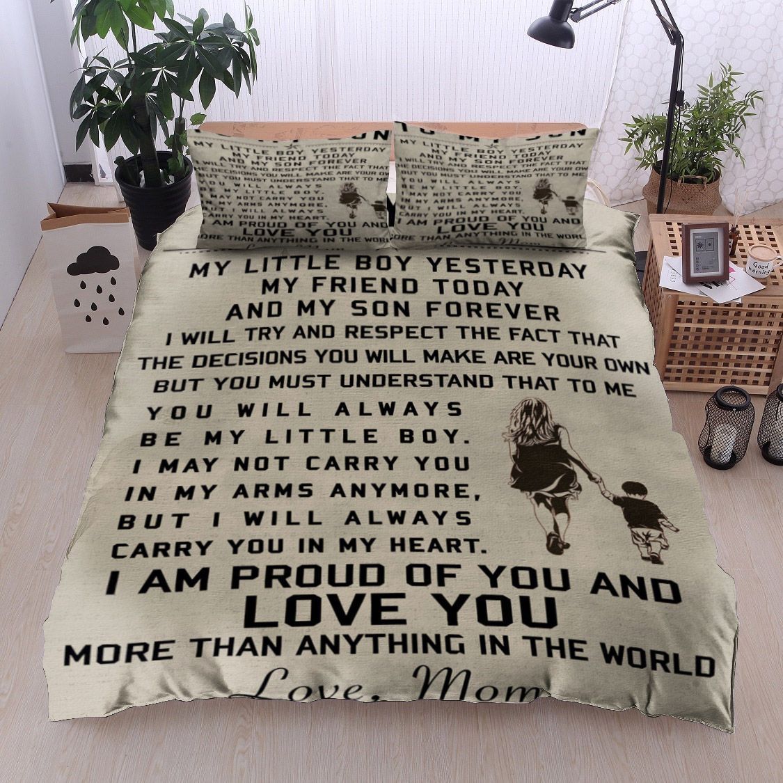 To My Son Love Mom Bedding Set