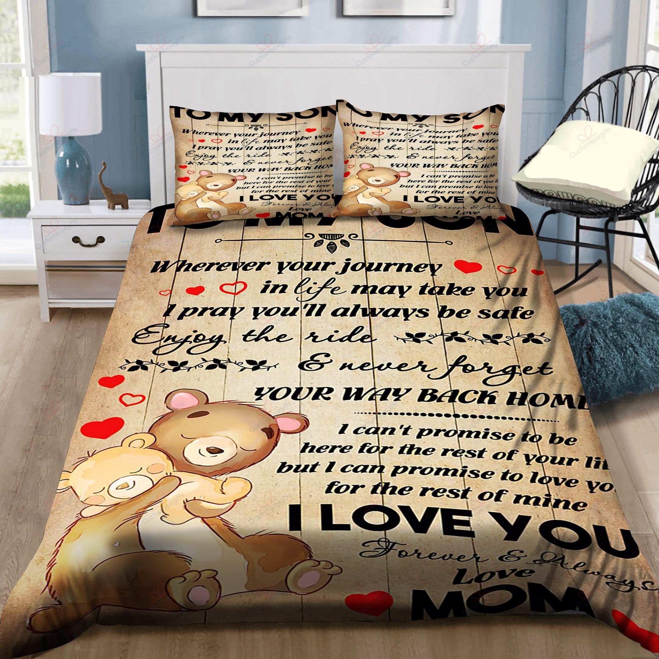 To My Son Love Mom Bedding Set