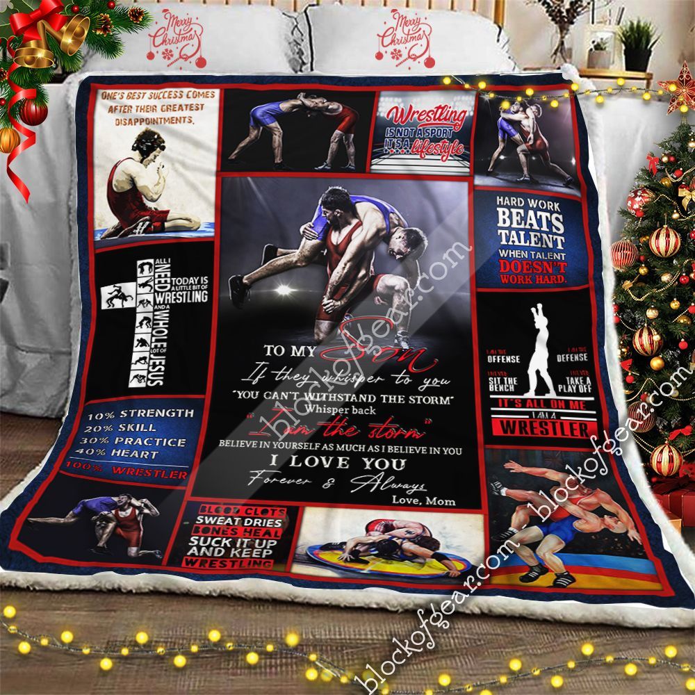 To My Son Love Mom Wrestling I Love You Sherpa Fleece Blanket
