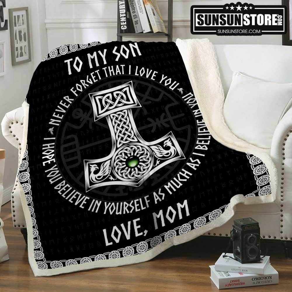 To My Son Love, Viking Mom Black Sherpa Fleece Blanket