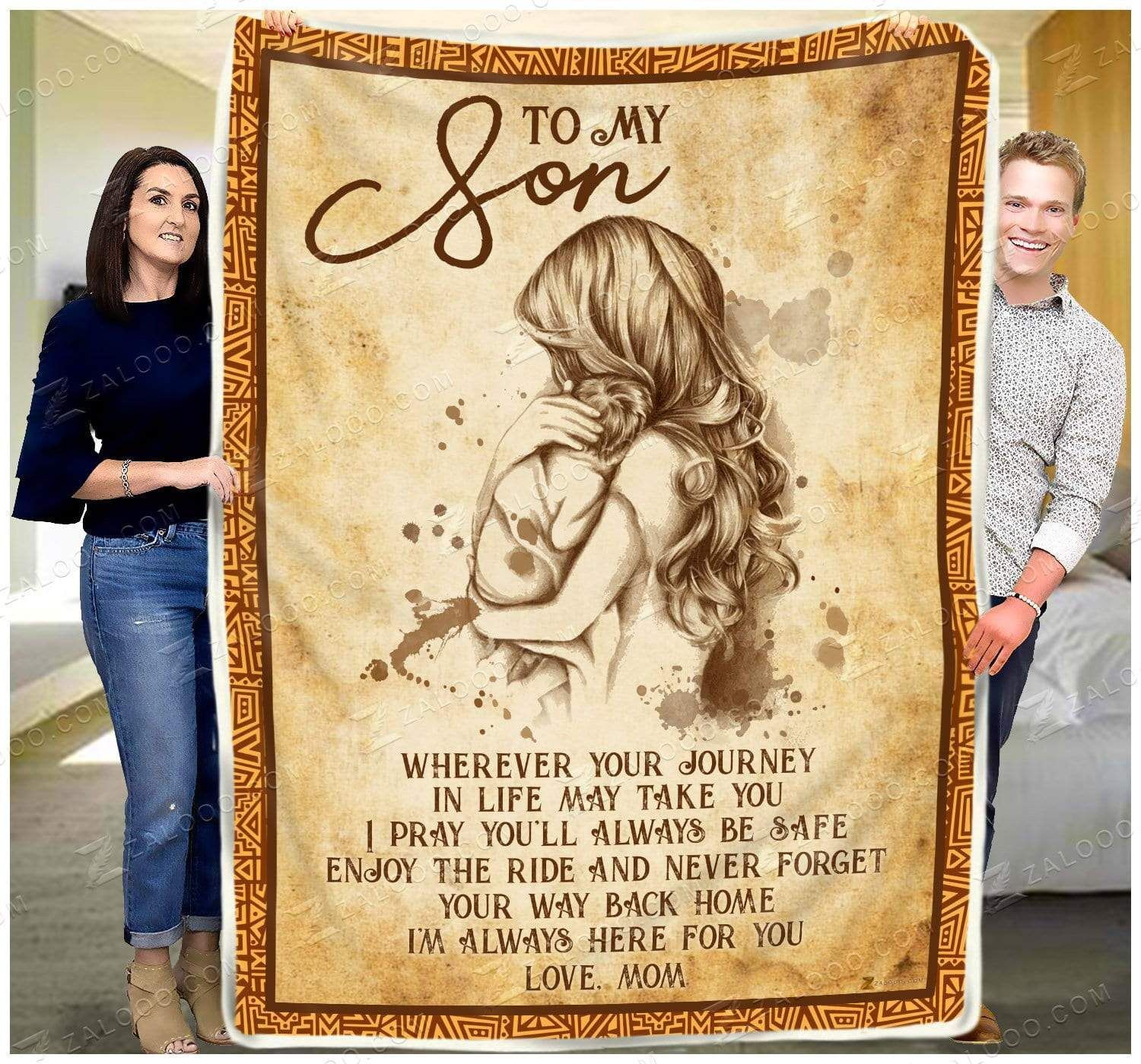 To My Son Love Your Mom Sherpa Fleece Blanket