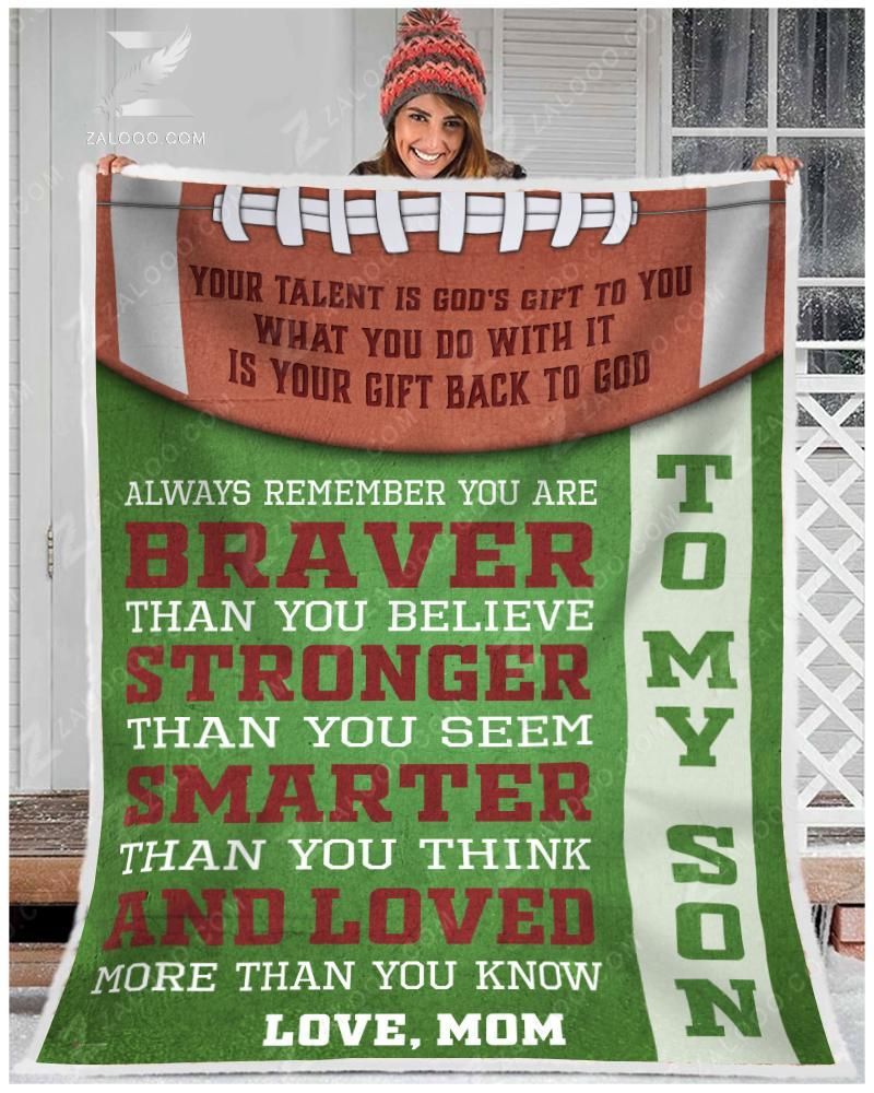 To My Son Mom American Football Sherpa Fleece Blanket