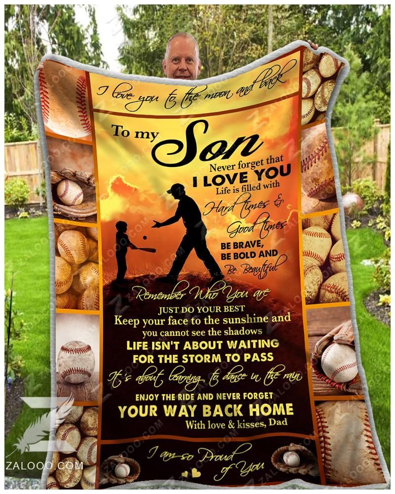 To My Son Mom Baseball Sherpa Fleece Blanket