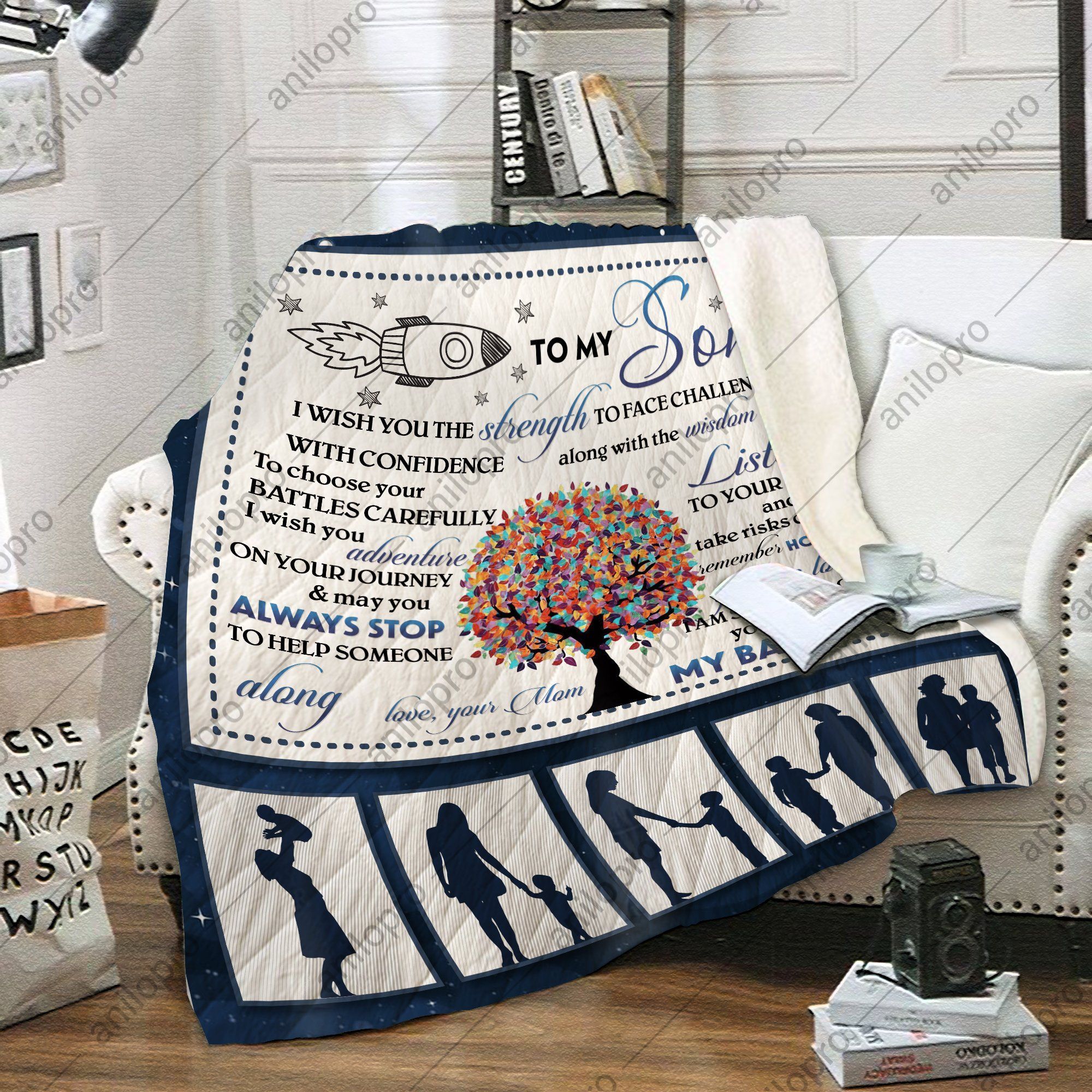 To My Son Mom Sherpa Fleece Blanket